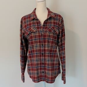 Patagonia Burgundy and Navy Plaid Button-Down Shirt